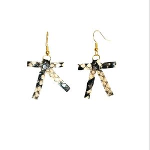 Faux leather bow earrings